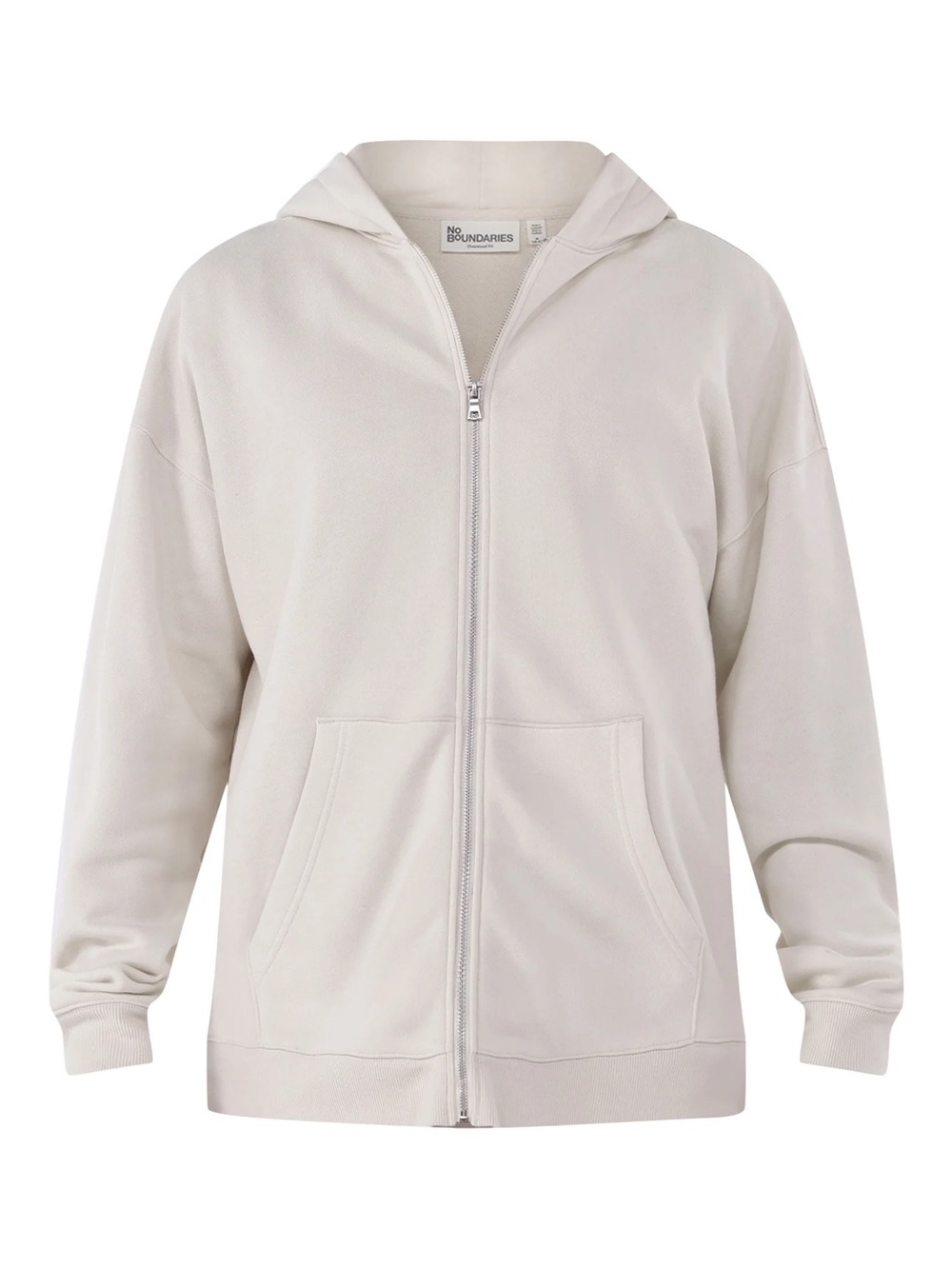No Boundaries Oversized Zip Hoodie XL Cream Fleece Lined